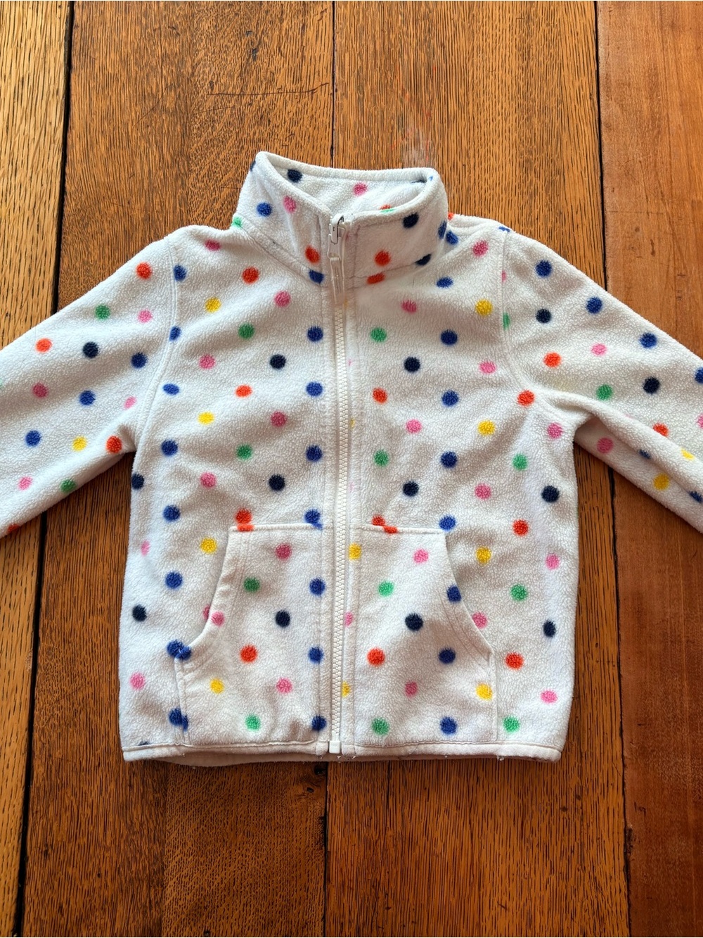 The Children's Place Cream Fleece Jacket with Colorful Polka Dots